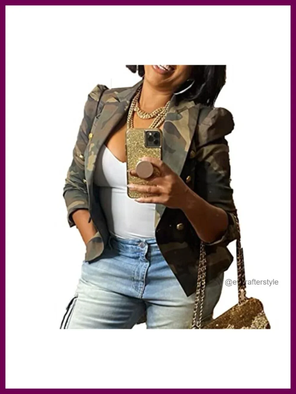 Women's Lightweight Cropped Camo Blazer Jacket with Pockets Long Sleeve